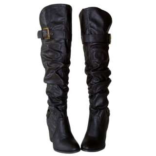   Bronze Buckle Stylish Cowgirl Western Slouchy Over the Knee High Boots