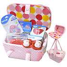   Day gift set 7 piece NATUR feeding set with cute pink basket bags