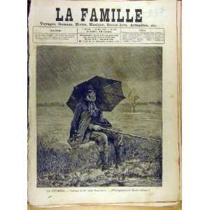  1885 Denneuliin Fisherman Fishing Old Man French Print 