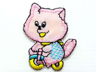 CAT CARTOON BIKE CYCLING IRON PATCH EMBROIDERED I236  