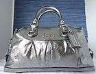   Perforated Leather Ashley Satchel Bag 17130 GUNMETAL/SILVER ~STUNNING