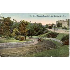 1910 Vintage Postcard Cozy Nook in Roanoke Park   Kansas City Missouri