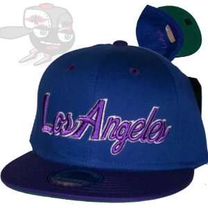  Los Angeles Script Blue/Purple Snapback Hat Cap 
