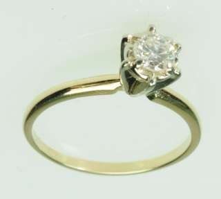   14K SOLID YELLOW GOLD DIAMOND SOLITAIRE ENGAGEMENT ESTATE RING J195111