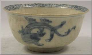 Fine Ming Dynasty Chinese Blue & White Porcelain Bowl  