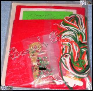   Bucilla HOLLY WREATH SANTA Crewel Felt Stocking Christmas Kit  