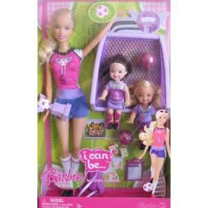 com Barbie I Can Be SOCCER COACH Playset w Barbie Doll, 2 Kelly Dolls 