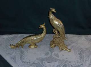 Vintage Pair Peacock Statues,Heavy Gold,Syroco N.Y  