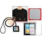 Black Red Silicone Gel Rubber Necklace Case Cover For Apple iPod Nano 