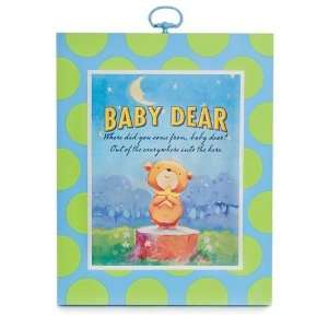  Baby Dear Wood Nursery Wall Art Plaque BLUE Patio, Lawn 