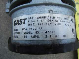 Gast MFG   MOA P122 AA Diaphragm Pump   115v / 2.1 amps  