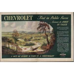   Out Of Every 4 Cars Is A Chevrolet  1945 Chevrolet Ad, A2555