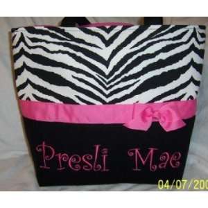  Monogrammed Hot Pink & Black Zebra Diaper Bag Baby