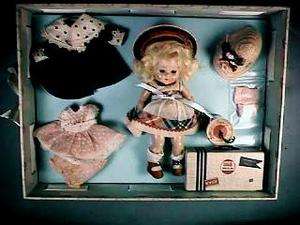 Strung Ginny Doll Tiny Miss #41 June 1953 with Wardrobe in 