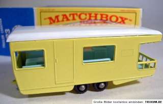 Matchbox RW 23D Trailer Caravan yellow model E1 box  