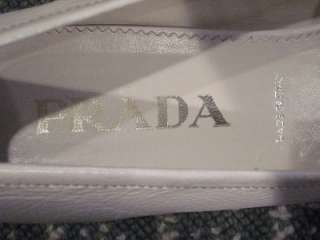 PRADA womens white leather chain loafer size 38  