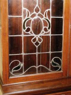   ANTIQUE English MAHOGANY VICTORIAN BOOKCASE w/Glass Doors c1899  