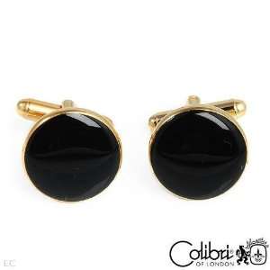 COLIBRI Pleasant Cuff Links Made of Black Enamel and Gold Plated Base 