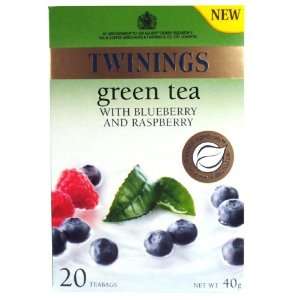 Twinings Green Tea Blueberry & Raspberry Tes 20 40g  
