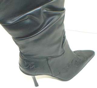 size 10 black pointed toe midcalf boots  