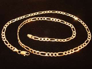 10K Rose Gold 21 Figaro Link Chain w/10K Yellow Clasp  