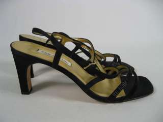 ANN MARINO Black Beaded Strappy Sandals Heels Shoes 8.5  