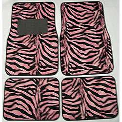 Pink and Black Zebra Front and Rear Car Floor Mats  