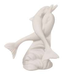 White Bonded Marble Twisted Dolphins Statue Today $25.49