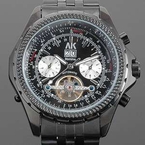 Brand New ★ AK Homme ★ Black Mens DATE DAY Automatic Mechanical 