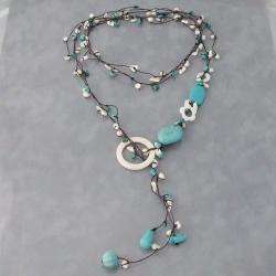   / Turquoise/ MOP Long Necklace (5 9 mm) (Turquoise)  