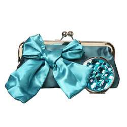 Danielle Creations Teal Steppin Out Satin Clutch  