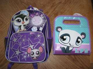 NEW GIRLS LITTLEST PET SHOP BACKPACK AND LUNCH BOX pur  