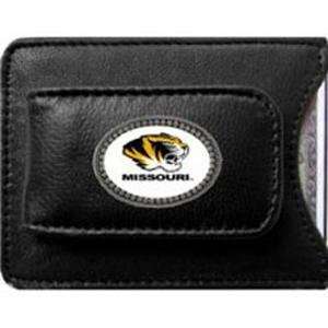 Missouri Tigers Black Leather Money Clip with Cardholder Oval Logo 