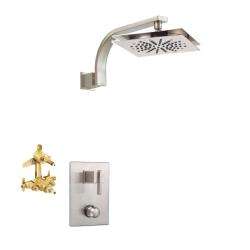   Shower Valve with Trim and 8 inch Square Satin Nickel Shower Head Kit