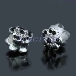 Type Silver Plated Crystal Flower Big Hole Beads Fit European Style 