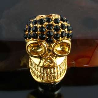 Crystal Skull Head Loose Spacer Bead Loose Finding Gold Tone Tibetan 