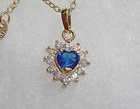 18kt gold gf blue sapphire heart stone pendant necklace september