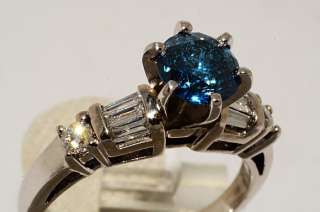 14000 1.56CT ROUND CUT BLUE DIAMOND ENGAGEMENT RING SIZE 6.75  