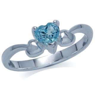   Blue Topaz Heart Shape 925 Sterling Silver Solitaire Ring  
