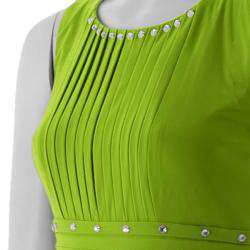 Sangria Womens Rhinestone Sleeveless Pin tuck Dress  