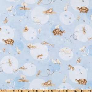  44 Wide Simple Nature Bubble Animals Baby Blue Fabric By 