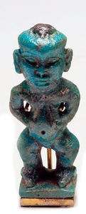 Ancient Egyptian turquoise blue glazed faience Ptah c.700 BC  