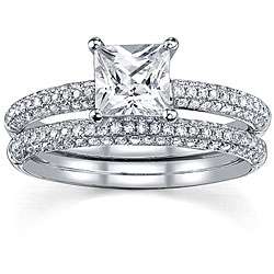 18k Gold 1 1/2ct TDW EGL Diamond Bridal Ring Set (I, SI1 SI3 