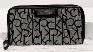 NEW Calvin Klein Signature Black Zip Wallet Bag NWT  