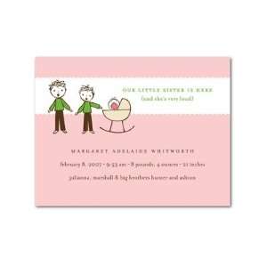  Girl Birth Announcements   Two Big Bro And Little Sis Crib 