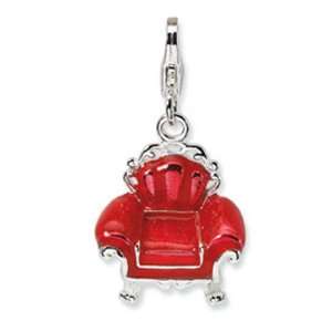   Vita Silver Enamel Red Overstuffed Chair Charm Amore La Vita Jewelry