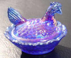 Boyd Carnival Glass Chicken Hen on Nest Salt Dip  
