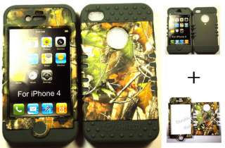   in 1 Silicone Rubber+Cover Case for Apple iPhone 4 4S CAMO MOSSY DG/10