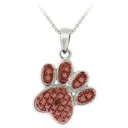 Rose Gold over Sterling Champagne Diamond Paw Necklace  