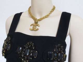 CHANEL Vintage CC Big Charm Gold Necklace Pendantat 80s at 